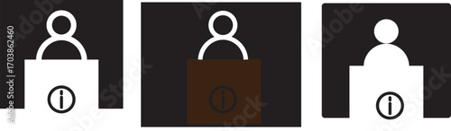 information booth line icon.Exhibitor line..symbol collection on black background.int