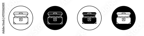 Treasure chest icons vectors for web designs.