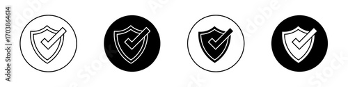 Shield check icons vectors for web designs.