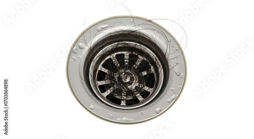 The haunting reminder of hair loss clogging a drain a symbol of aging and beauty concerns in a on transparent background