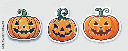 Adesivo halloween de abóbora, contorno preto 
