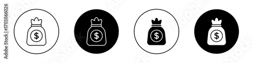 Money bag icons vectors for web designs.