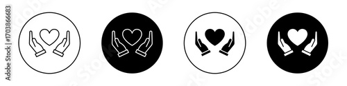 Hand holding heart icons vectors for web designs.