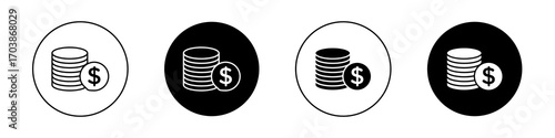 Coins icons vectors for web designs.