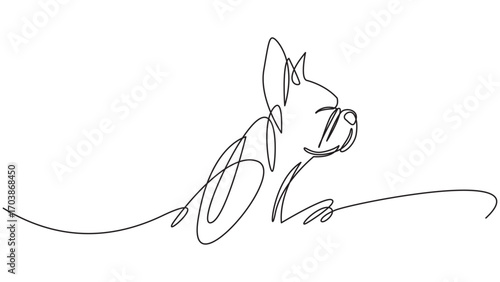 Elegant single line drawing of a French Bulldog for minimalistic design