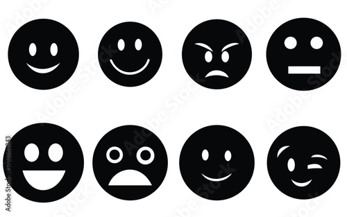 Yellow emoji. Funny emoticons faces with facial expressions. 3D stylized vector icons set.
