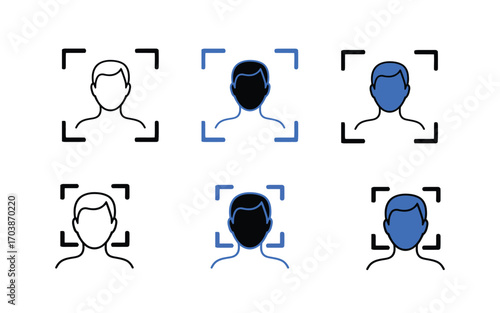 Face ID icon vector. Facial recognition identification scan symbol. vector illustration.