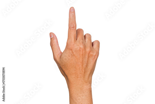 finger touch the screen hand gesture or finger pointing gesture isolated on transparent background