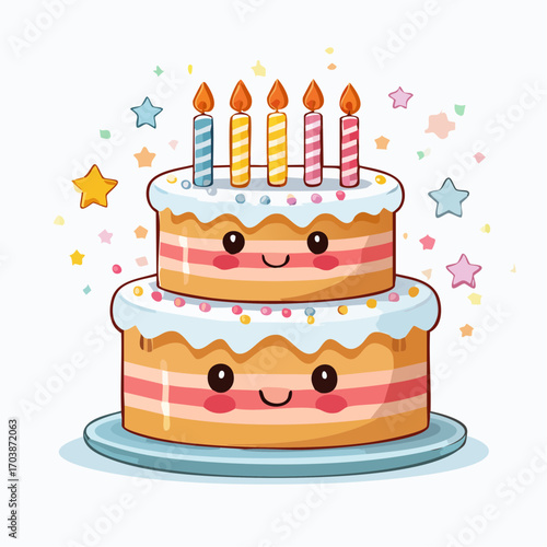Cute Birthday Cake SVG Illustration for Celebration and Parties