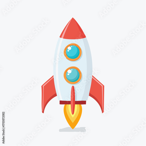 Retro Rocket Ship Launching Into Space SVG Illustration
