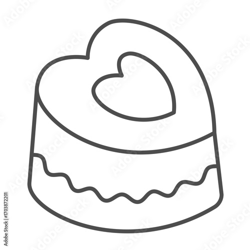 White and milk chocolate candy thin line icon, desert sweets concept. Vector graphics. Candy in the shape of heart sign on white background, outline style icon for mobile or web design.