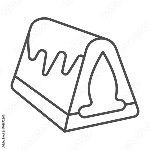 Chocolate candy with conical shape thin line icon, desert sweets concept. Vector graphics. Candy with liquor filler sign on white background, outline style icon for mobile or web design.