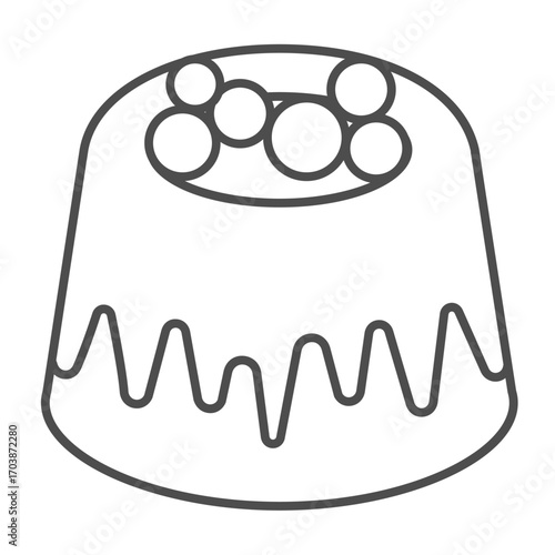 White and milk chocolate candy with sesame thin line icon, desert sweets concept. Vector graphics. Candy with sweet filling sign on white background, outline style icon for mobile or web design.
