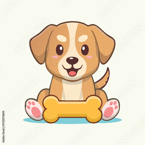 Cute Dog Holding Bone SVG Illustration - Adorable Puppy Design