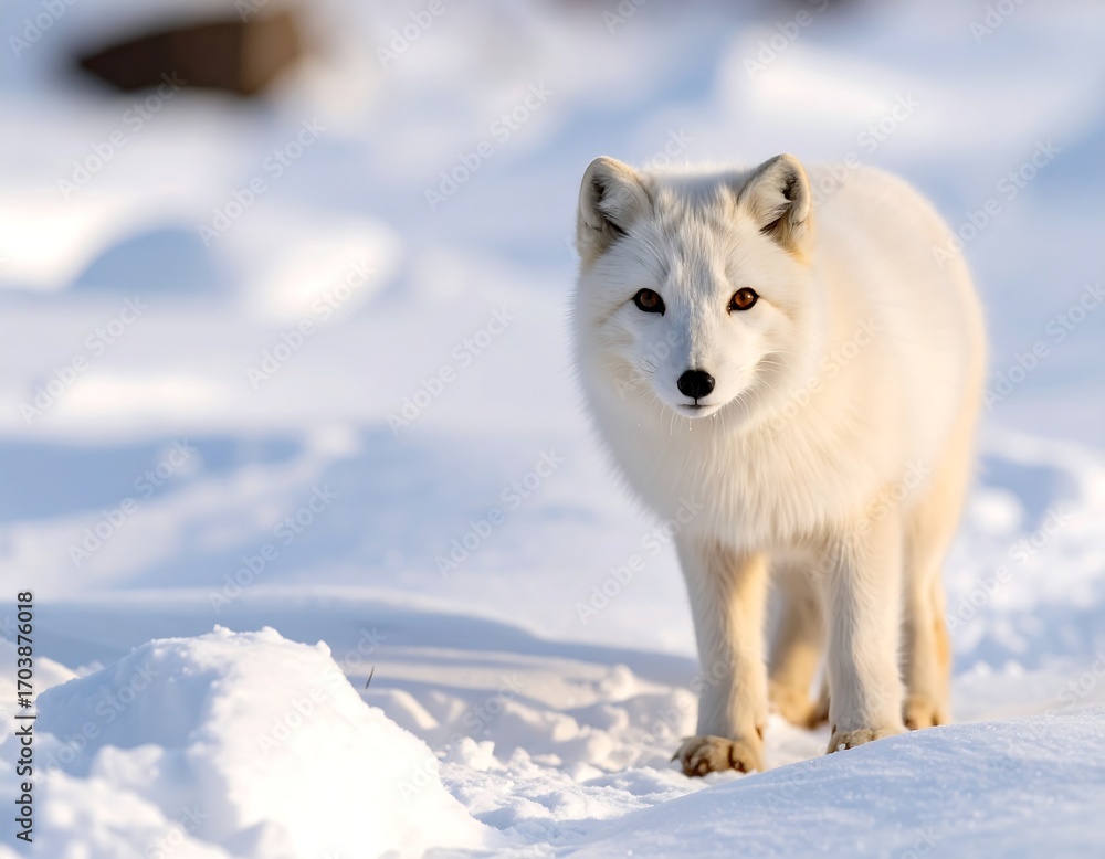 Fototapeta premium Arctic fox in snowy landscape