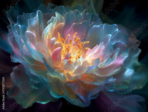 Surreal Abstract Flower with Light Glow