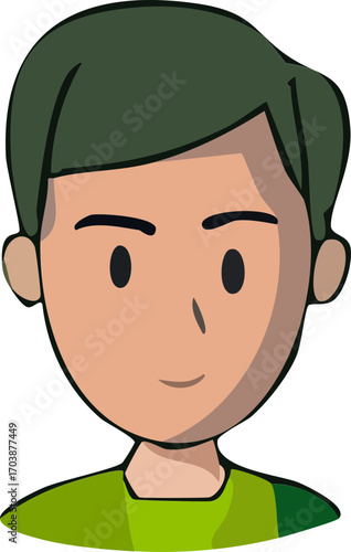 Simple Cartoon Portrait of a Man with Green Hair and Shirt
