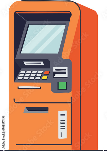 Isolated illustration of a modern automated teller machine on white