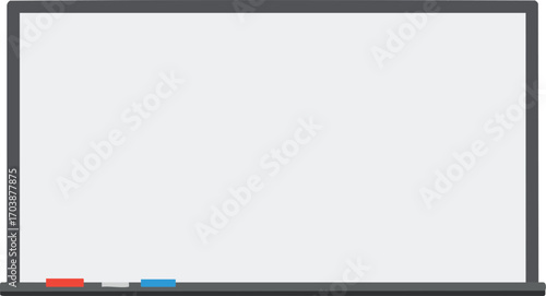 Blank white board with markers on a white background, clean vector