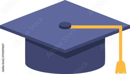 Graduation cap icon on white background for education concepts.
