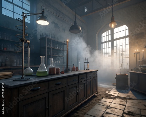 Creepy Laboratory Halloween Scene