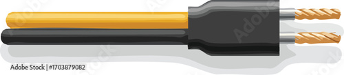 Two conductor electrical wire with yellow and black insulation