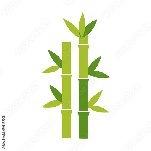 Stylized green bamboo stalks with leaves