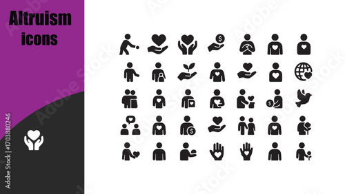 Altruism icons set