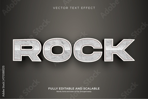 3D Rock Stone Style Editable Text Effect Vector Typography