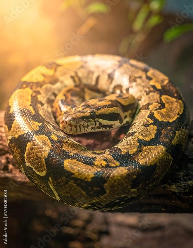 Close-up of a coiled snake