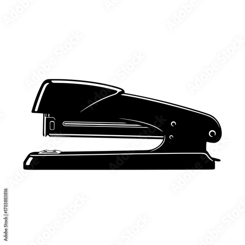 Black stapler silhouette isolated on white background