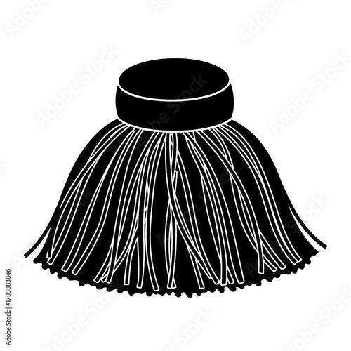 Black and white illustration of a decorative tassel