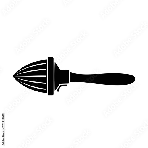 Black silhouette of a manual citrus juicer on a white background