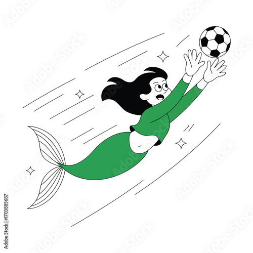 Mermaid Goalkeeper A Fantasy Sports Illustration