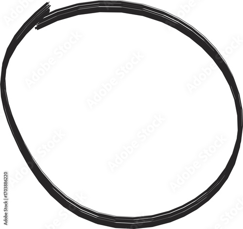 Doodle circle PNG with simple black line art illustration, hand-drawn round frame, decorative sketch element for scrapbook, journal, planner stickers, kids craft clipart, isolated vector design