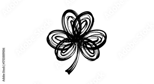 Hand drawn black shamrock sketch illustration isolated on white background. Vector Illustrations. EPS Editable