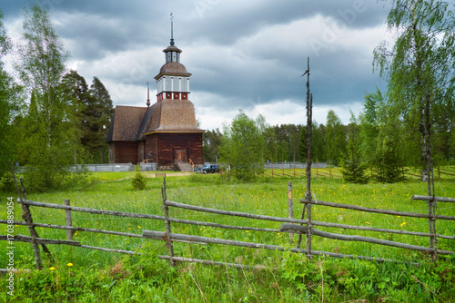 Old wooden church in Petäjä...