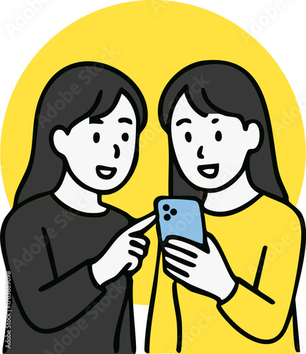 illustration of woman holding a mobile smart phone