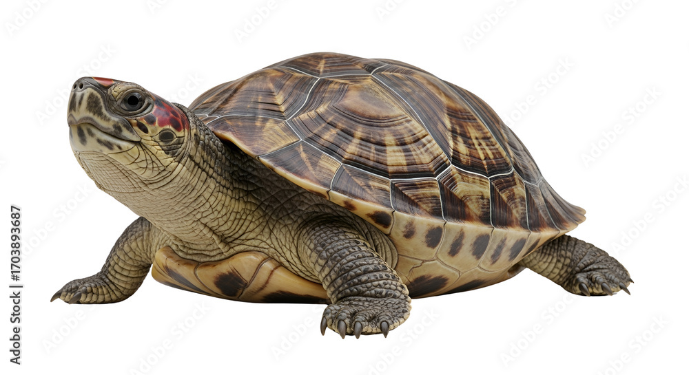 Obraz premium Brown patterned box turtle isolated PNG with Transparent Background
