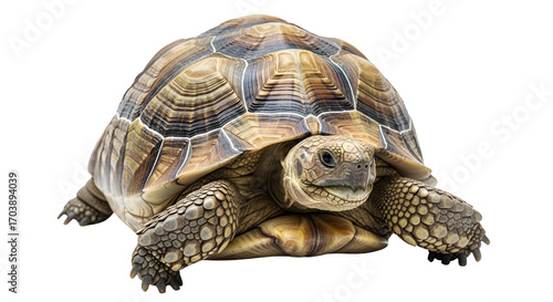 Closeup of a land turtle showing its shell and feet isolated PNG with Transparent Background