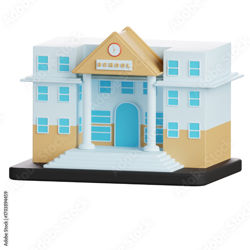 3D Model of a School Building  Perfect for Educational Projects and Animations