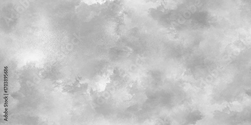 Gray sky with clouds. silver sky background. white watercolor painting background. watercolor splash with ink stains. monochrome black and white smoke texture.