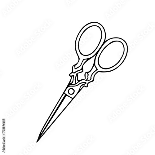 outline drawing of vintage scissors