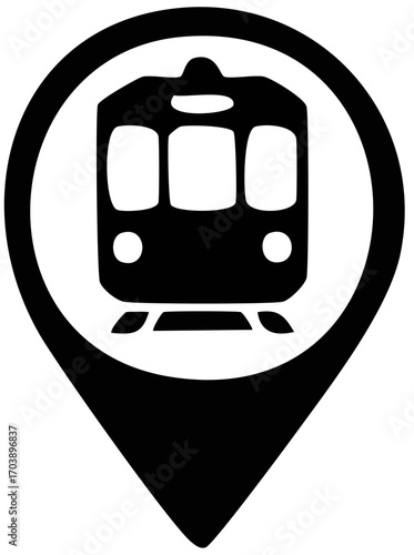 Simple Silhouette Train Station Location Pin Pointer Icon