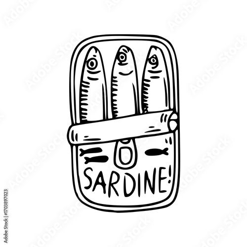 hand-drawn sardine can illustration