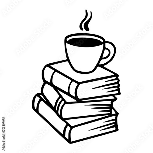 reading and coffee time vector illustration
