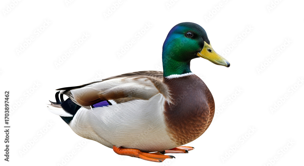 Obraz premium Male mallard duck resting isolated PNG with Transparent Background