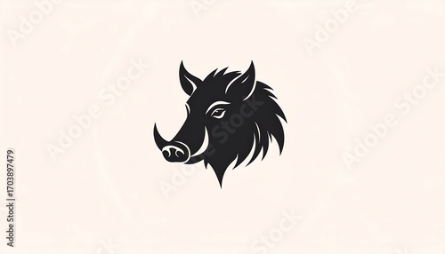 Silhouetted boar head
