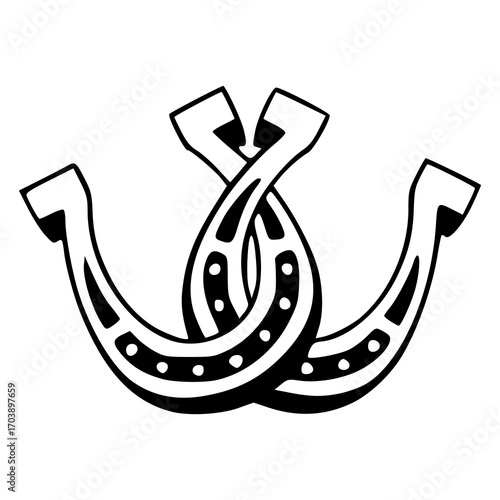 intertwined lucky horseshoes vector illustration