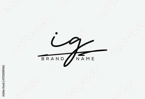 IG letter elegant cursive beauty handwriting logo.